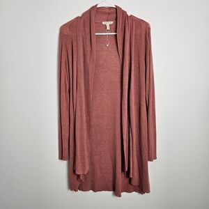 Eileen‎ Fisher Cardigan Sweater Size S Open Front Organic Linen Blend Mauve Pink